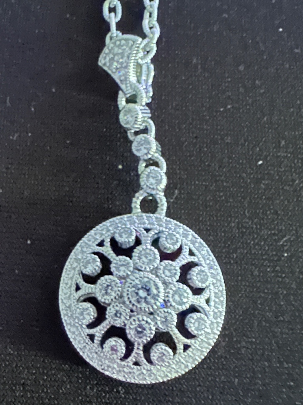 Judith Ripka Estate Necklace W/ Diamonique Stones in Chain and Enhancer